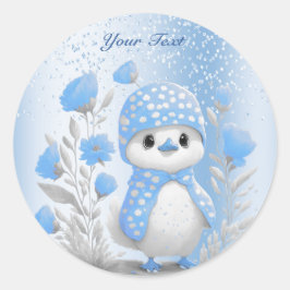 Waterverf eend blauw bloemige Sticker