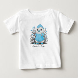 Waterverf Eend Blauwe Bloemen Baby T-Shirt