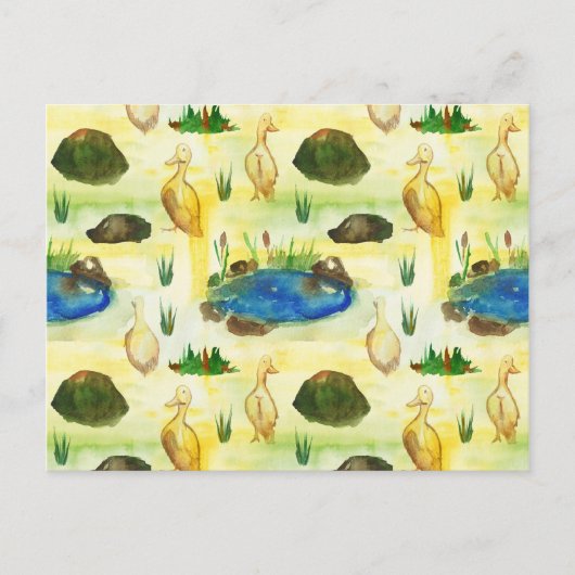 Waterverf eend briefkaart (Voorkant)