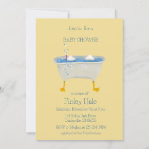 Waterverf eend die in badkuip baby shower snorkelt kaart