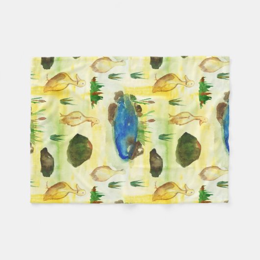 Waterverf eend fleece deken (Voorkant (Horizontaal))