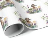 Waterverf eend in bloemen cadeaupapier (Rol Hoek)