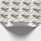 Waterverf eend in bloemen cadeaupapier (Hoek)