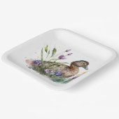 Waterverf eend in bloemen papieren bordje (Gebogen)