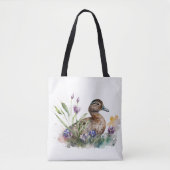 Waterverf eend in bloemen tote bag (Voorkant)