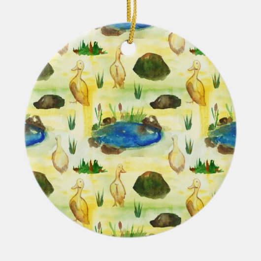 Waterverf eend keramisch ornament (Voorkant)