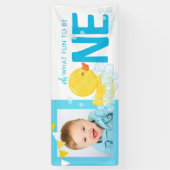 Waterverf eend oh wat leuk fotofeest spandoek (Verticaal)