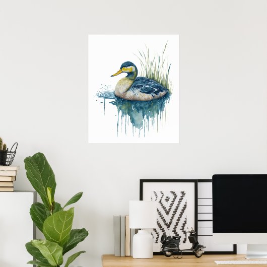 waterverf eend poster (Thuiskantoor)