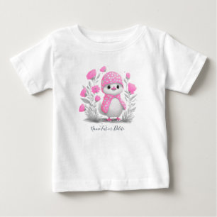 Waterverf Eend Roze Bloem Baby T-Shirt