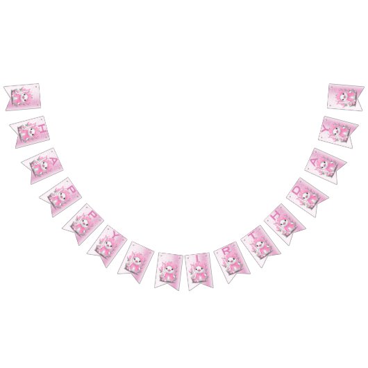 Waterverf Eend Roze Bloem Bunting Flag Vlaggetjes (Alle)