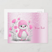 Waterverf Eend Roze Bloem Postkaart (Voorkant / Achterkant)