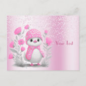 Waterverf Eend Roze Bloem Postkaart (Voorkant)