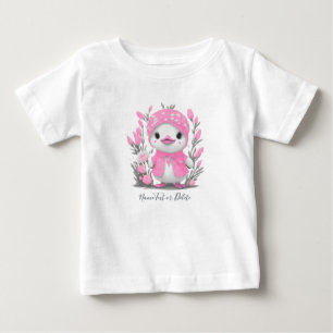 Waterverf Eend Roze Bloemen Baby T-Shirt