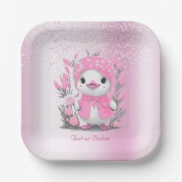 Waterverf Eend Roze Bloemen Papier Bord