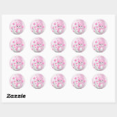 Waterverf Eend Roze Bloemen Sticker (Vel)