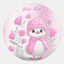 Waterverf Eend Roze Bloemen Sticker