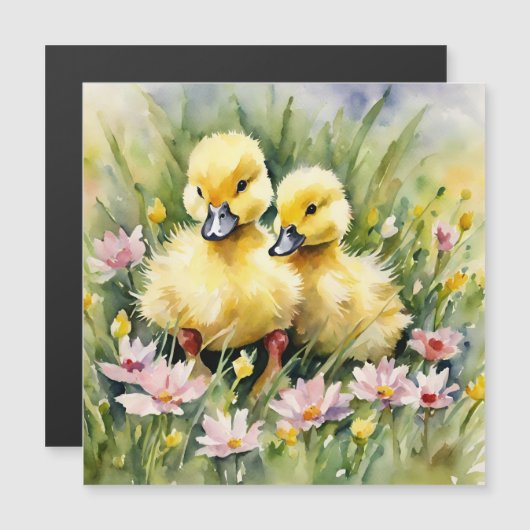 Waterverf Eenden in Wildflower Meadow (Voorkant / Achterkant)