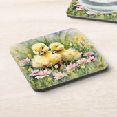 Waterverf Eenden in Wildflower Meadow Bier Onderzetter (Linkerzijde)