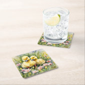 Waterverf Eenden in Wildflower Meadow Kartonnen Onderzetters (Insitu)