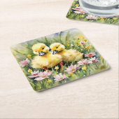 Waterverf Eenden in Wildflower Meadow Kartonnen Onderzetters (Schuin)