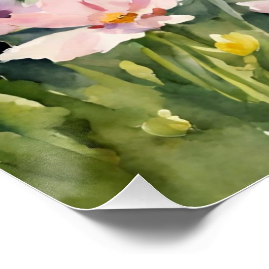 Waterverf Eenden in Wildflower Meadow Perfect Poster (Hoek)