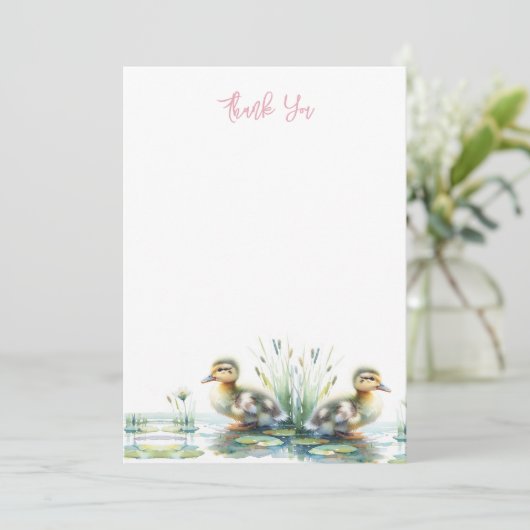 Waterverf eendje dank je bedankkaart (Staand voorkant)