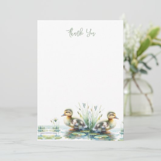Waterverf eendje dank je bedankkaart (Staand voorkant)