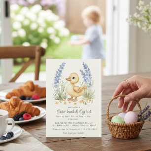 Waterverf Eendje Pasen Brunch Eiers zoeken uitnodi Feestdagenkaart