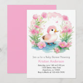 Waterverf eendje roze meisje Baby shower Kaart (Voorkant / Achterkant)
