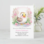 Waterverf eendje Schattige roze meisje Baby shower Kaart (Staand voorkant)