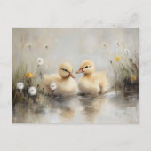 Waterverf eendjes paardebloem bloemen briefkaart (Voorkant)