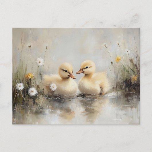 Waterverf eendjes paardebloem bloemen briefkaart (Voorkant)