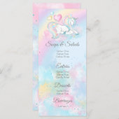 Waterverf Eenhoorn Baby shower menu's (Voorkant / Achterkant)
