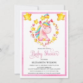 Waterverf Eenhoorn Baby Shower Uitnodiging voor Me