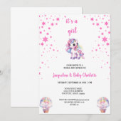 waterverf Eenhoorn Babyshower Uitnodiging (Voorkant / Achterkant)