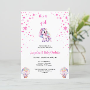 waterverf Eenhoorn Babyshower Uitnodiging