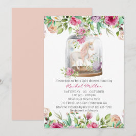 Waterverf Eenhoorn Bloemetjes Baby Shower Kaart