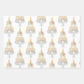 Waterverf eenhoorn eerste verjaardagsmeisje uitnod inpakpapier vel (Voorkant 3)