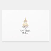 Waterverf eenhoorn eerste verjaardagsmeisje uitnod inpakpapier vel (Voorkant)