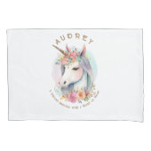 Waterverf eenhoorn en bloemenkrans kussensloop (Voorkant)