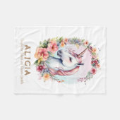 Waterverf Eenhoorn en Floral Wreath Baby Deken (Voorkant (Horizontaal))