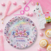 Waterverf Eenhoorn en Sprookjesprinses Tiara Papieren Bordje (Feest)