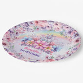 Waterverf Eenhoorn en Sprookjesprinses Tiara Papieren Bordje (Gekanteld)