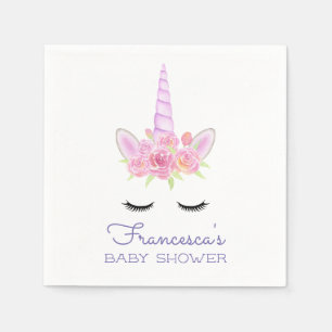 Waterverf Eenhoorn Flowers Baby shower Servet
