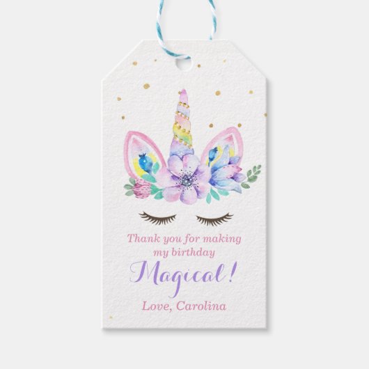 Waterverf Eenhoorn Gift Label Cadeaulabel (Voorkant)