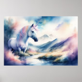 Waterverf Eenhoorn II Poster (Voorkant)