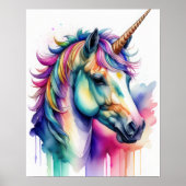 Waterverf Eenhoorn in Snoep Kleuren V Poster (Voorkant)