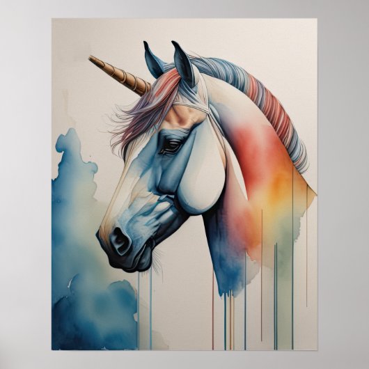 Waterverf Eenhoorn in Soft Muted Colours III Poster (Voorkant)