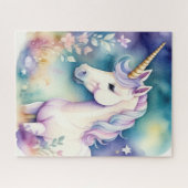Waterverf Eenhoorn in Zachte Pastels Legpuzzel (Horizontaal)