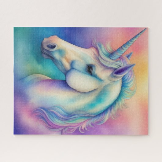 Waterverf Eenhoorn in Zachte Pastels Legpuzzel (Horizontaal)